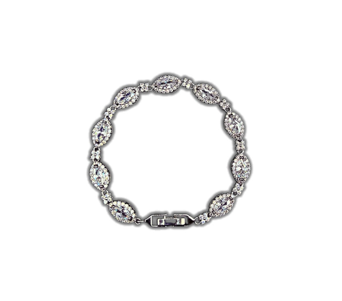 Pulsera con gotas de ojos y múltiples flores