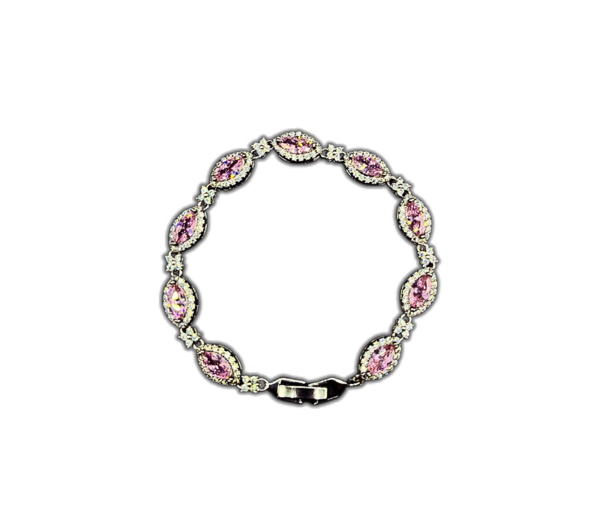 Pulsera con gotas de ojos y múltiples flores